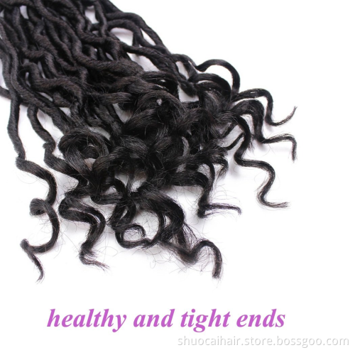 Ombre Wavy Faux Locs Corchet Hair with Curly Ends 18inch Pre Looped Goddess Locs Crochet Hair Synthetic Braiding Hair Extensions